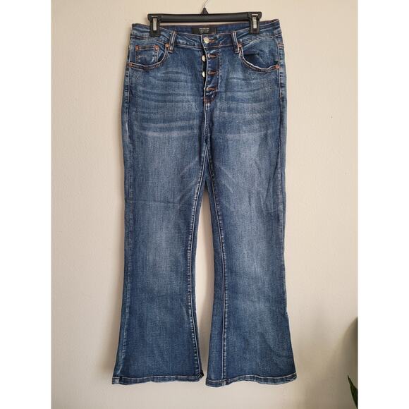 Monkey Ride Jeans Vintage Wide Bottom Women's Size 13/31 Blue Button-Fly - Picture 1 of 6